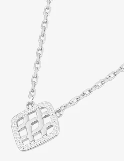 Collier en argent 925 ‰ rhodié avec pendentif losange SO OR