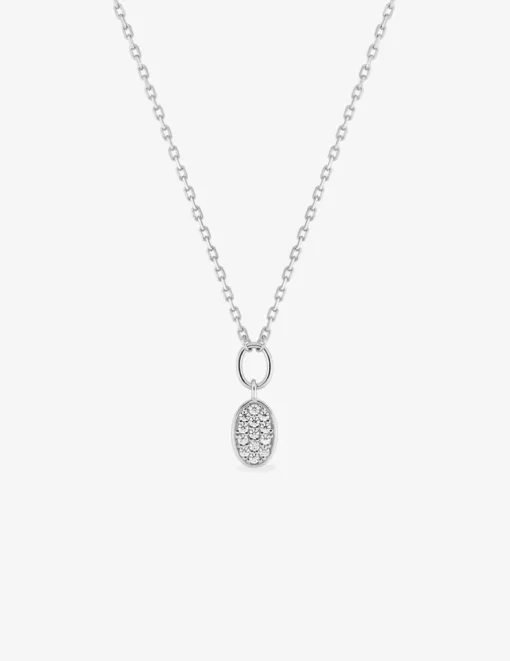 Collier en argent 925 ‰ rhodié, motifs ovales et oxydes de zirconium SO OR