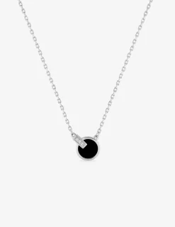 Collier en argent 925 ‰ rhodié, oxydes de zirconium et laque noire SO OR