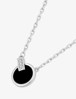 Collier en argent 925 ‰ rhodié, oxydes de zirconium et laque noire SO OR