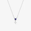 Collier en argent 925‰ oxyde blanc et bleu carré losange chaine forçat SO OR