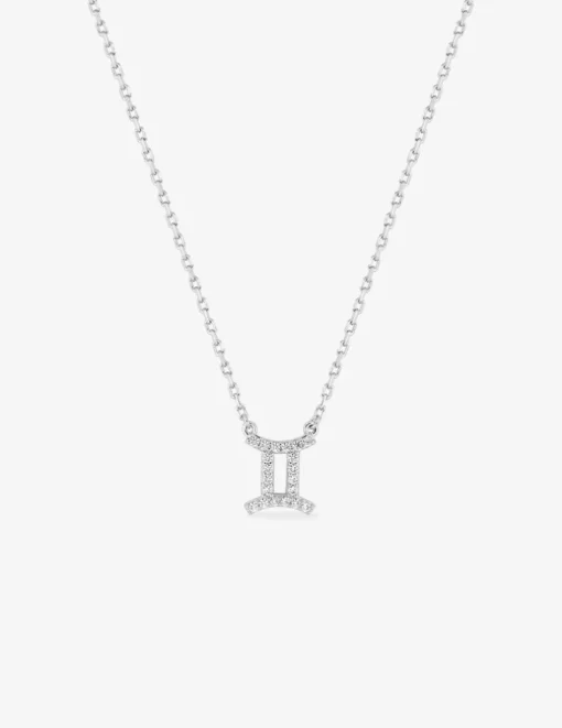 Collier en argent 925‰ oxyde blanc zodiaque gémeaux SO OR
