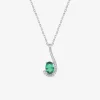 Collier en argent 925‰ rhodié et oxyde de zirconium vert SO OR