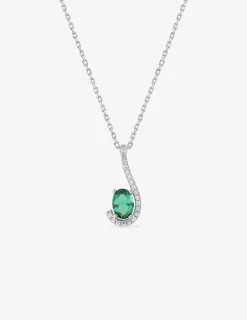 Collier en argent 925‰ rhodié et oxyde de zirconium vert SO OR