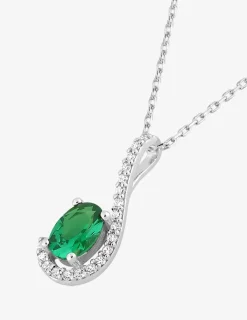 Collier en argent 925‰ rhodié et oxyde de zirconium vert SO OR