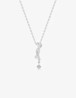 Collier en argent gris rhodié 925‰ rubans entrelacés fantaisies oxyde blanc SO OR