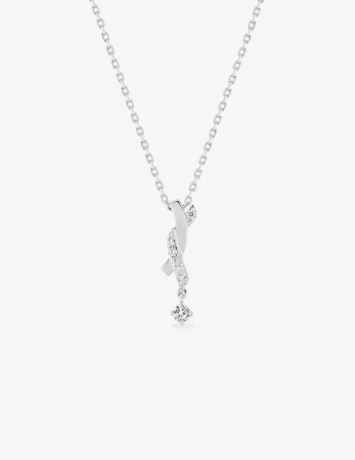 Collier en argent gris rhodié 925‰ rubans entrelacés fantaisies oxyde blanc SO OR
