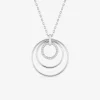 Collier en argent gris rhodié 925‰ pendentifs cercles superposés en oxyde blanc SO OR