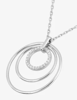Collier en argent gris rhodié 925‰ pendentifs cercles superposés en oxyde blanc SO OR