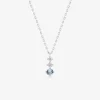 Collier en argent gris rhodié 925‰ trilogie oxyde bleu et blanc SO OR
