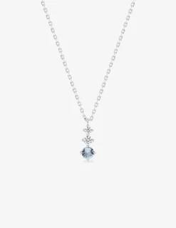 Collier en argent gris rhodié 925‰ trilogie oxyde bleu et blanc SO OR