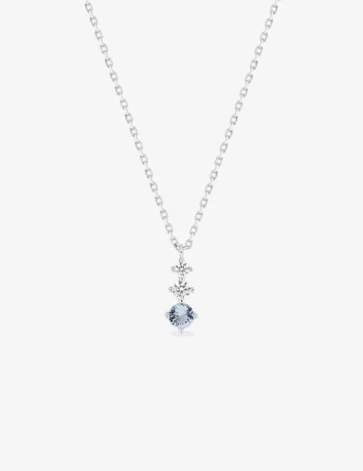 Collier en argent gris rhodié 925‰ trilogie oxyde bleu et blanc SO OR