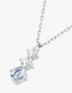 Collier en argent gris rhodié 925‰ trilogie oxyde bleu et blanc SO OR