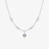 Collier en argent gris rhodié 925‰ avec pendentif oxyde bleu et détail oxyde blanc SO OR