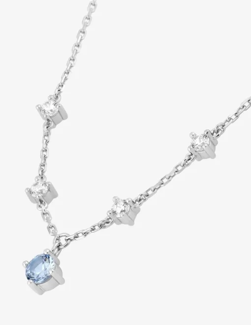 Collier en argent gris rhodié 925‰ avec pendentif oxyde bleu et détail oxyde blanc SO OR