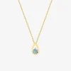 Collier en or 375‰ topaze bleu pourtour goutte fantaisie SO OR