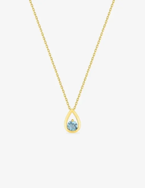 Collier en or 375‰ topaze bleu pourtour goutte fantaisie SO OR