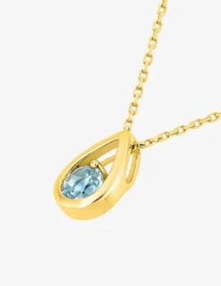 Collier en or 375‰ topaze bleu pourtour goutte fantaisie SO OR