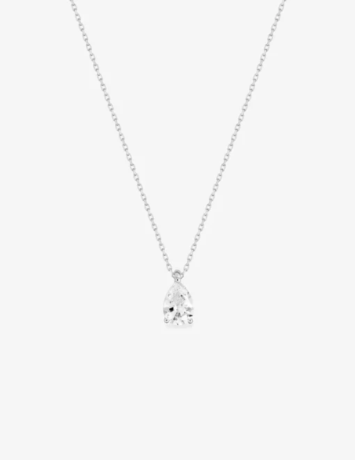 Collier en or blanc 375 ‰ et oxyde de zirconium SO OR