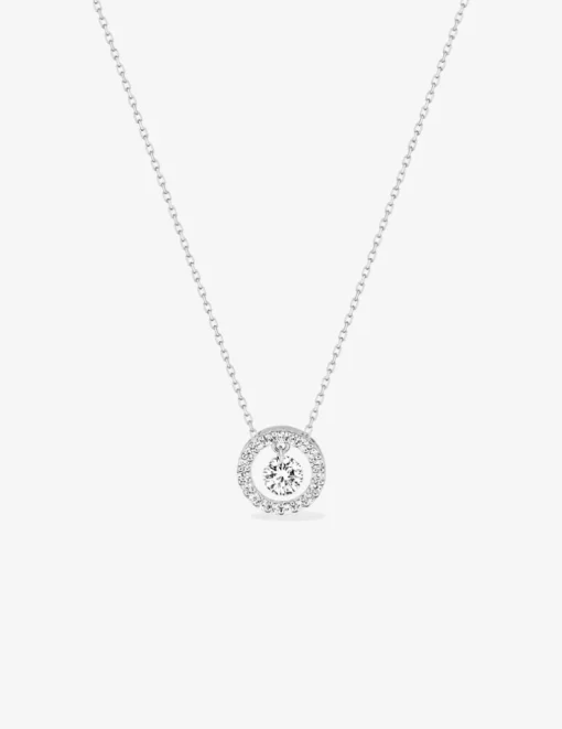 Collier en or blanc 375 ‰ et anneau avec oxydes de zirconium SO OR