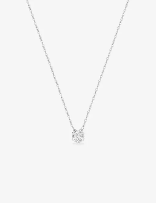Collier en or blanc 375‰ avec flocon en 5 diamants synthétiques 0,15 ct F-VS SO OR