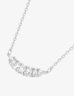 Collier en or blanc 375‰ pendentif demi-lune 7 diamants synthétiques 0,17 ct F-VS SO OR