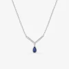 Collier en or blanc 375‰ saphir et oxyde de zirconium SO OR
