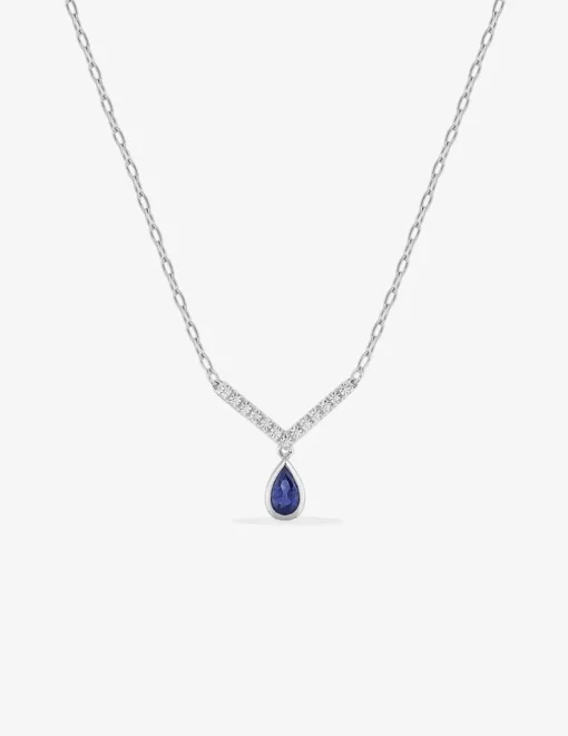 Collier en or blanc 375‰ saphir et oxyde de zirconium SO OR