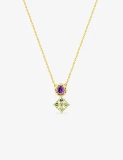 Collier en or jaune 750 ‰, améthyste et péridot SO OR