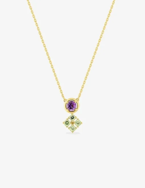 Collier en or jaune 750 ‰, améthyste et péridot SO OR