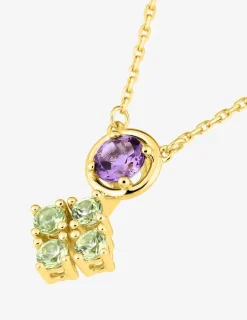 Collier en or jaune 750 ‰, améthyste et péridot SO OR