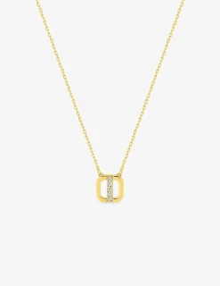 Collier en or jaune 375 ‰, motif carré et oxydes de zirconium SO OR