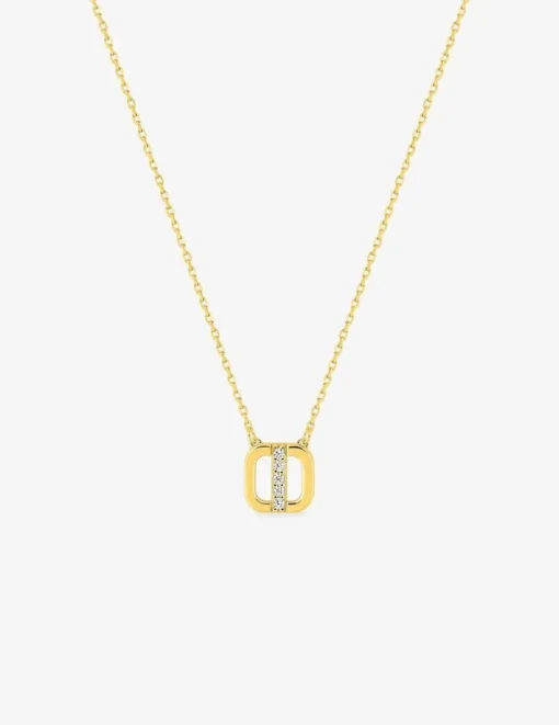 Collier en or jaune 375 ‰, motif carré et oxydes de zirconium SO OR