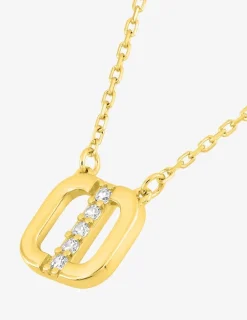 Collier en or jaune 375 ‰, motif carré et oxydes de zirconium SO OR