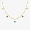 Collier en or jaune 750 ‰, topaze bleue et autres pierres SO OR