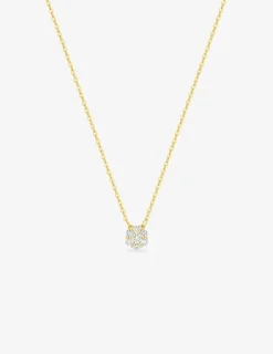 Collier en or jaune 375‰ avec flocon en 5 diamants synthétiques 0,15 ct F-VS SO OR