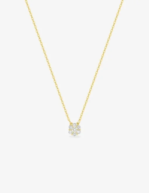 Collier en or jaune 375‰ avec flocon en 5 diamants synthétiques 0,15 ct F-VS SO OR