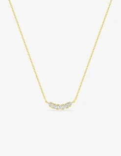 Collier en or jaune 375‰ pendentif demi-lune 7 diamants synthétiques 0,17 ct F-VS SO OR