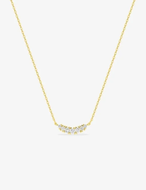Collier en or jaune 375‰ pendentif demi-lune 7 diamants synthétiques 0,17 ct F-VS SO OR