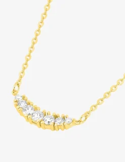 Collier en or jaune 375‰ pendentif demi-lune 7 diamants synthétiques 0,17 ct F-VS SO OR