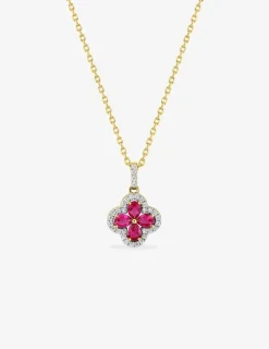 Collier en plaqué or, oxydes de zirconium rouges et blancs SO OR