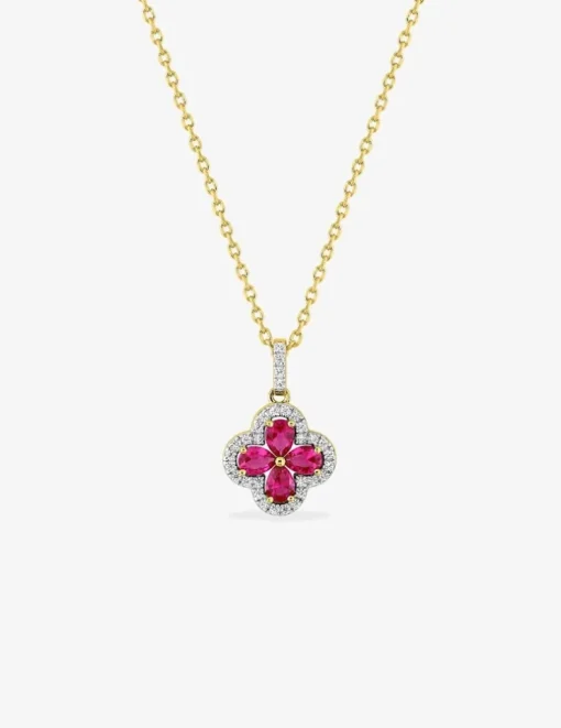 Collier en plaqué or, oxydes de zirconium rouges et blancs SO OR