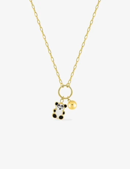 Collier enfant or jaune 375 ‰ et pampille panda et boule SO OR