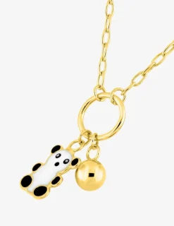 Collier enfant or jaune 375 ‰ et pampille panda et boule SO OR