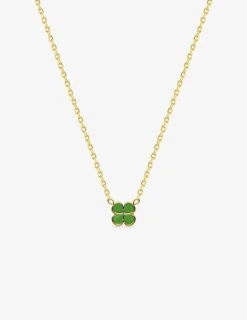 Collier enfant trèfle plaqué or et laque verte SO OR