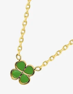 Collier enfant trèfle plaqué or et laque verte SO OR