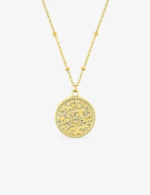 Collier et pendentif en acier doré SO OR