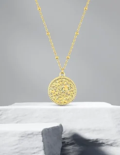 Collier et pendentif en acier doré SO OR