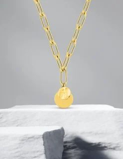 Collier et pendentif en acier doré SO OR