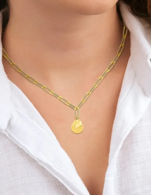 Collier et pendentif en acier doré SO OR